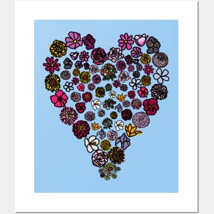 Floral Heart of Flowers Drawing Mothers Day Posters and Art